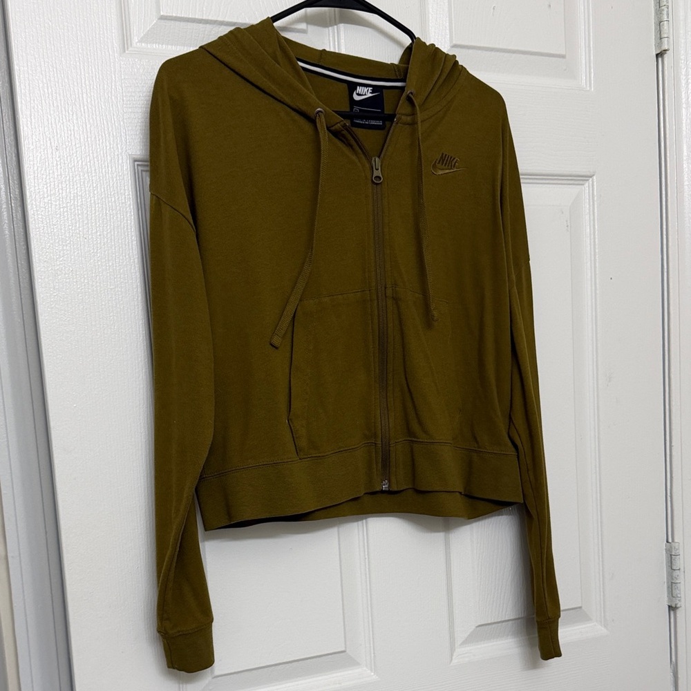 Nike Women's Olive Zip-Up Hoodie with Hood